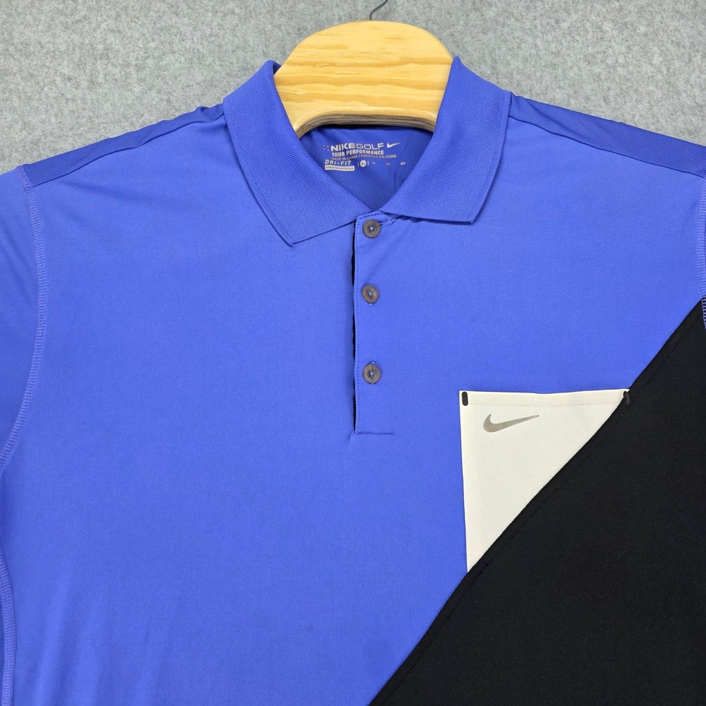 Nike Golf Tour Performance Dri Fit Polo Shirt Men's XL Blue Colorblock Pocket - Picture 7 of 12